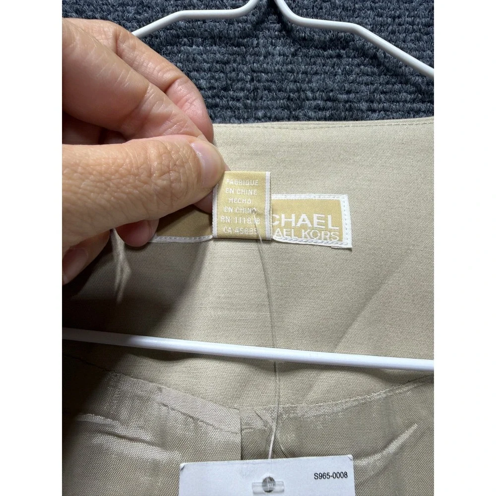 Michael Kors Blazer Women 4 Dune Beige Open Front Zip Pocket QS51B112UE